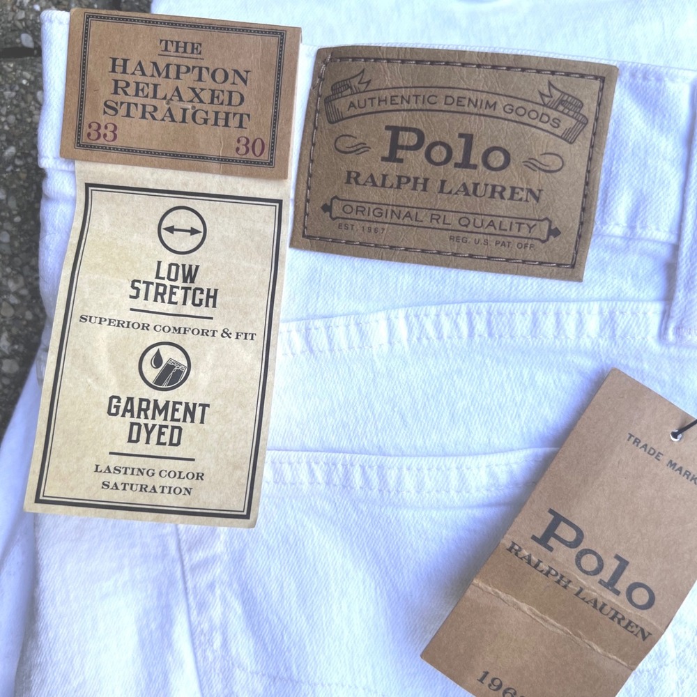 Polo Ralph Lauren Jeans Mens 33x30 White Hampton Relaxed Straight Denim Pant NEW - Picture 1 of 9